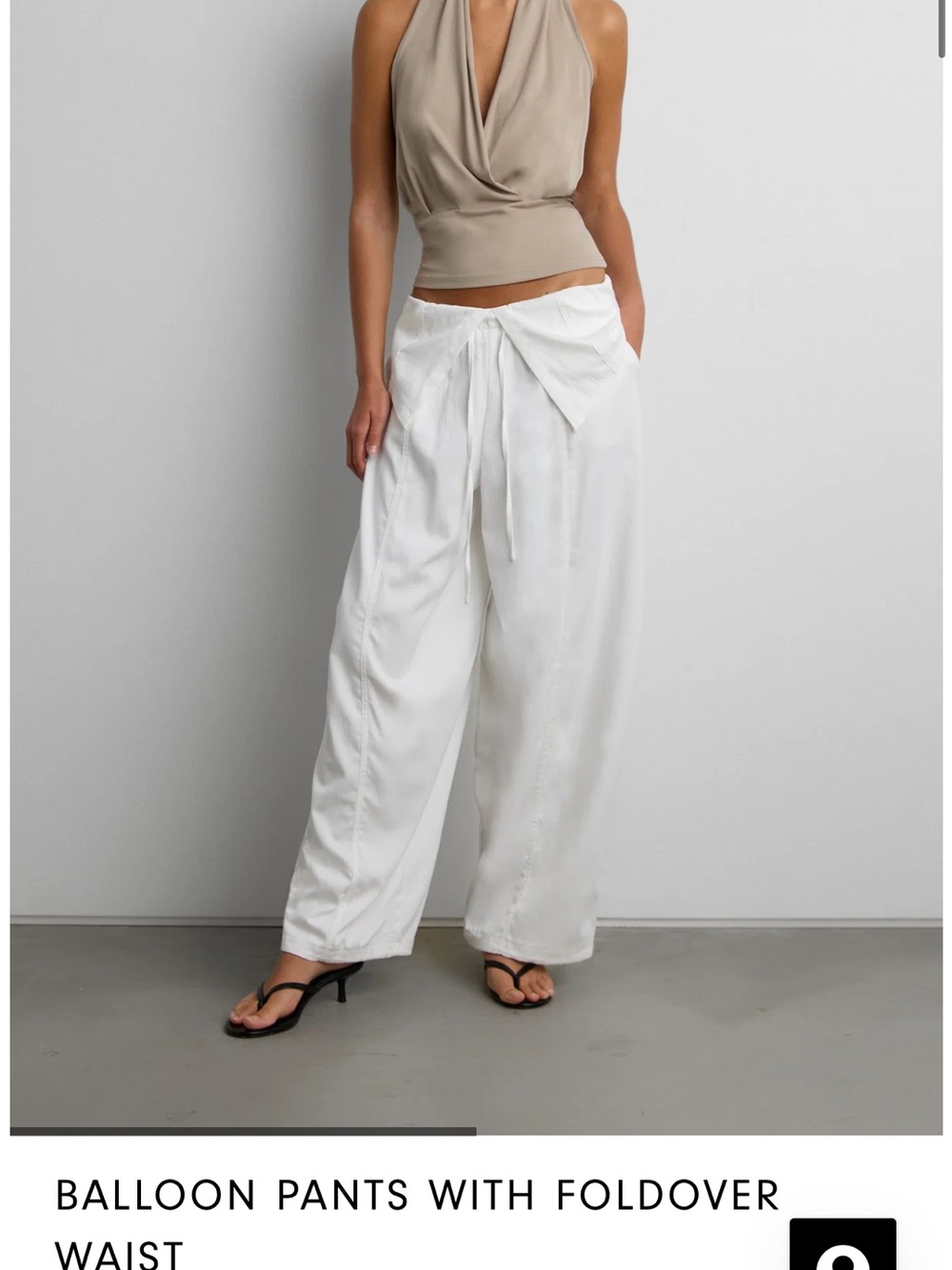 OAK + FORT White Balloon Wide-Leg Pants with Foldover Waist